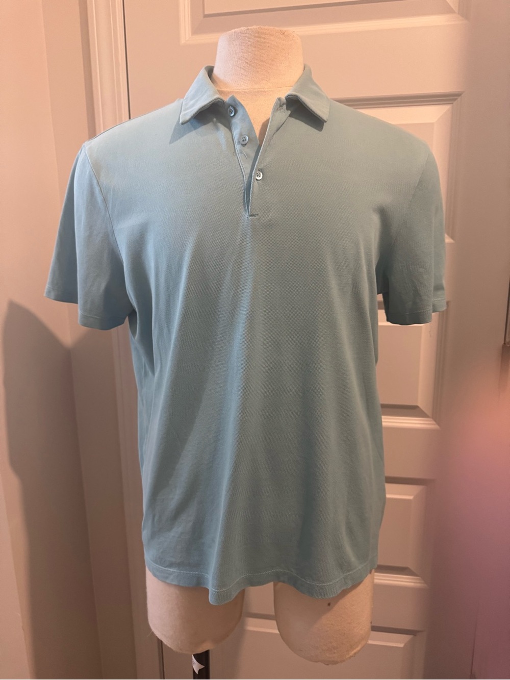 Cos Men's Turquoise Blue Polo Shirt - Classic Short Sleeve Size Medium